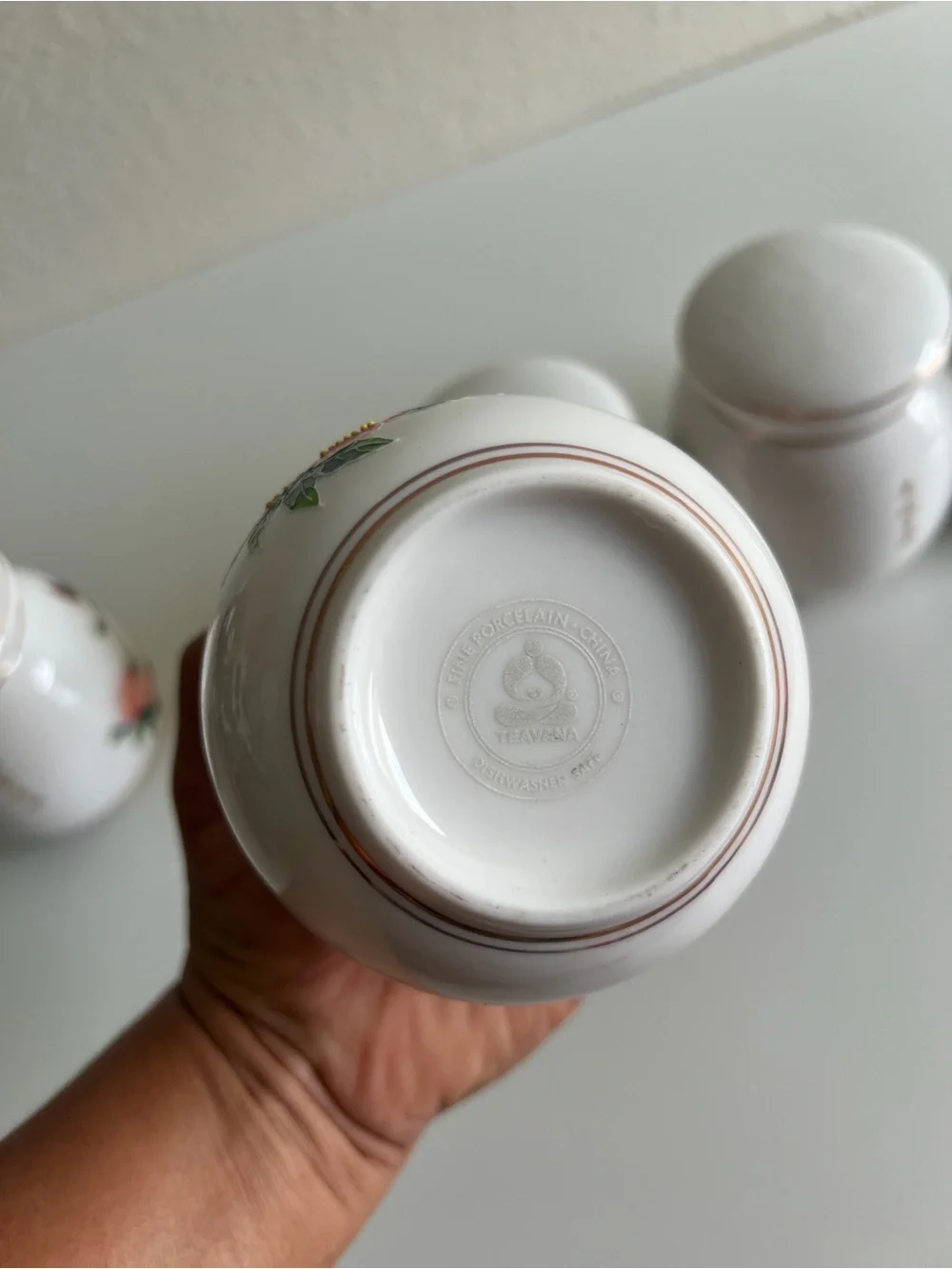 Decorative White Porcelain Floral Canister Set - White